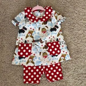 3-6 month baby girl outfit with puppies